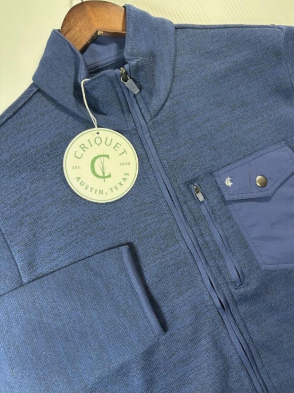 Criquet Shirts Austin Texas Full Zip Range Jacket Men's Medium Blue Waffle